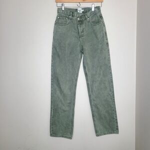 Princess Polly Women's Holly Asymmetric Straight Leg Green Jeans‎ Size 4